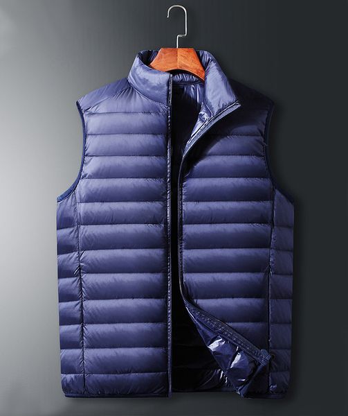 

men winter down vests casual pure 4 colors pocket zipper mens coats 2020fw outerwear women clothing stand collar autumn thin, Black;white