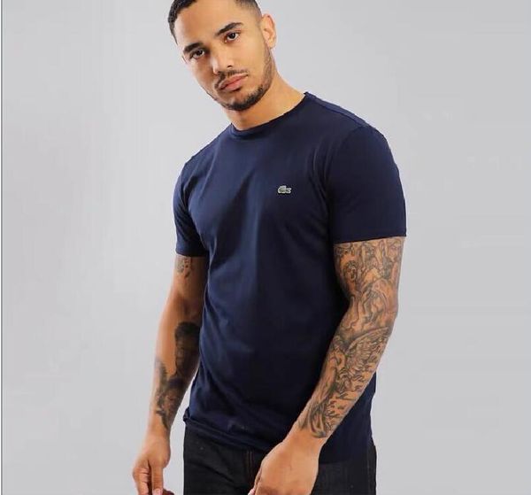 

2021 men's casual round neck short sleeve t-shirt pure cotton embroidered base shirt thin th6709, White;black