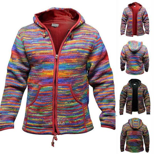 

men's sweater coat autumn male hooded coat winter warm harajuku patchwork zipper knit coats sweater with pocket cardigan 20201, White;black
