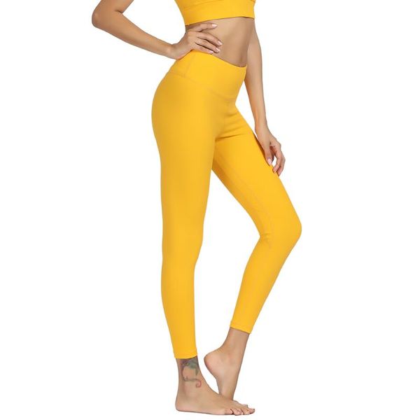 

yoga outfits yellow sports wear for women pants high waist fitness leggings cozy sport femme gym tights running workout, White;red