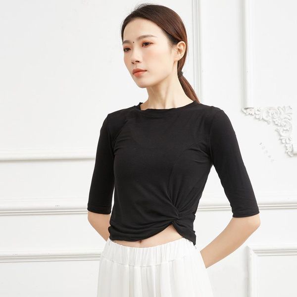 

modal modern oriental latin belly dance crop t shirt costume for sale women dancing clothes dancer wear clothing1, Black;red