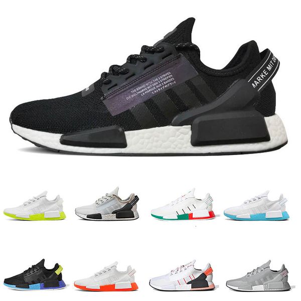 

new arrivals nmd r1 mexico city running shoes for men women aqua tones red and blue bright volt sports sneakers size 36-45, White;red