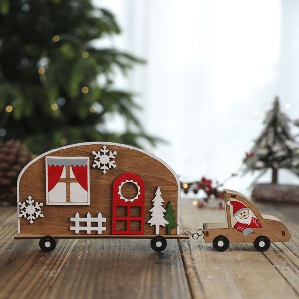 

soqmn ornaments christmas creative accessoriesprop ornamentswooden santa claus car decorations window setting props christmas decora