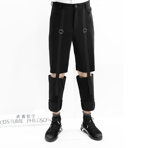 

2021 New S-6xl!! Men Casual Nine Minutes Broken Pants Seam Separation. SD6B, Black