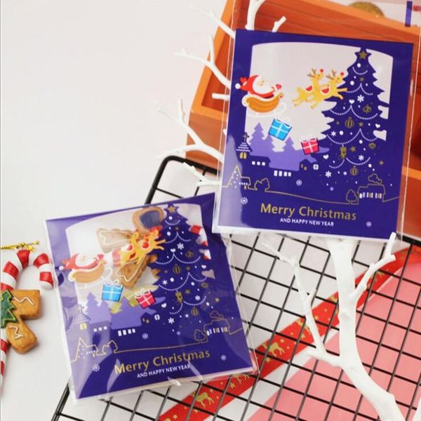 

christmas tree self adhesive bag pastry bag blue bottom vintage biscuit bag christmas 10103cm beautiful color christmas style jllabk