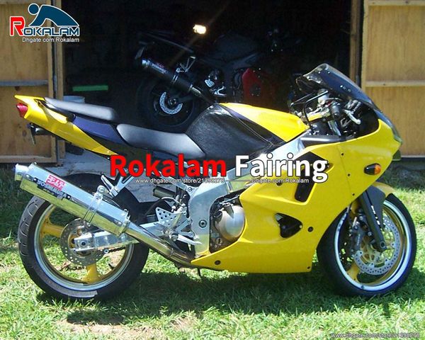 Kawasaki Ninja ZX6R için Tam Sarı Fairing Kiti ZX 6R 2000 2001 2002 Plastik Vücut Satış Sonrası Motosiklet Yüzeyleri Parçaları (Enjeksiyon Kalıpları)