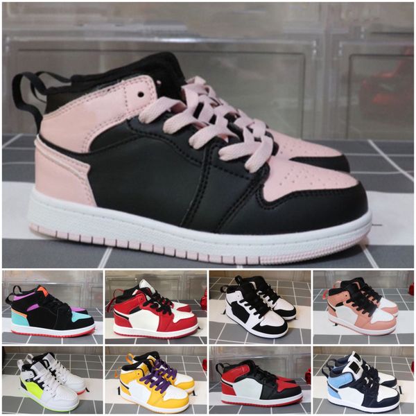 

me jumpman basketball shoes 1 black cat denim laser gum j1 boys kids sneakers with high quality