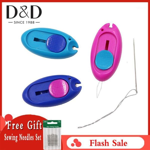 

random color 1pc hand needle threader sewing threader with thread cutter for needlework insertion sewing accessories1, Black