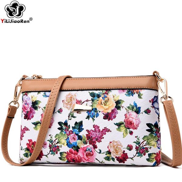 

fashion rose pattern crossbody bags for women pu leather shoulder bag luxury messenger bag sac a main bolso mujer