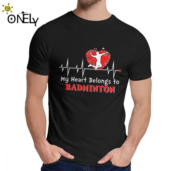 

sport pure cotton badminton heartbeat sport t-shirt for man retro style amazing classic o-neck camiseta