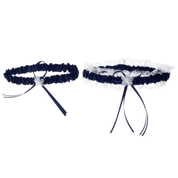 

lace set pears bow belt garter for wedding bride, Black;white
