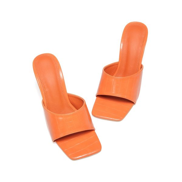 

2021 new will see european and office women's standard stone shoes heels square slippers 0njd, Black