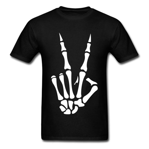 

sport 2018 brand new men tshirt usa plus size patch peace n hands skeleton summer short sleeve hipster geek t shirt black