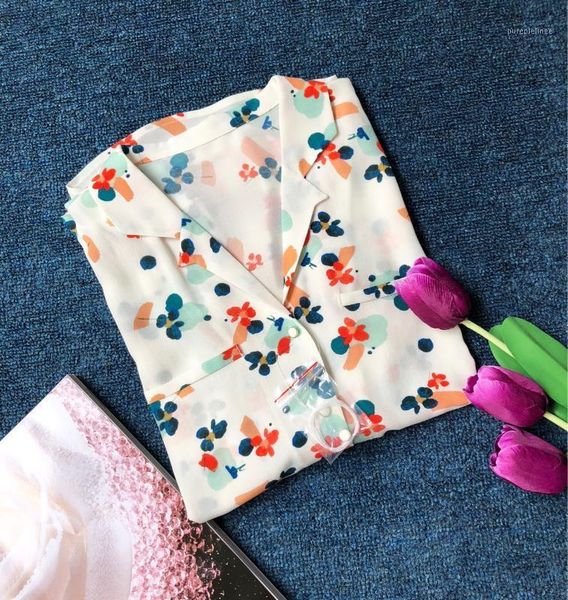 

swallows notched collar shirt crisp floral printing long sleeves french shirt1, White