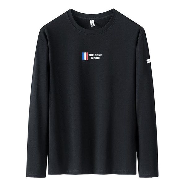

men's t-shirts spring autumn t-shirt long-sleeved thin embroidery large size breathable anti-pilling casual youth fashion, White;black