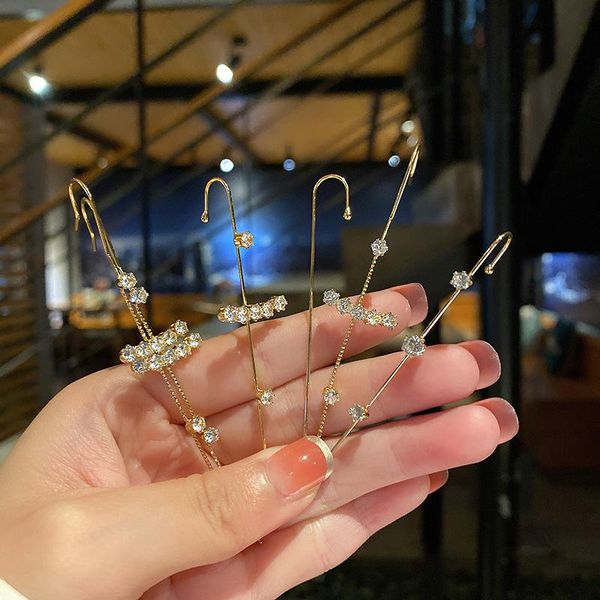 

stud vintage ear copper pearl hook earring needle crystal earrings for woman bohemian cz cuff piercing making jewelry, Golden;silver