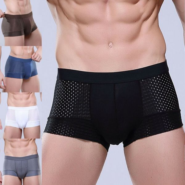 

new fashion men's cotton underwear briefs shorts bamboo fiber bulge pouch casual under, Black;white
