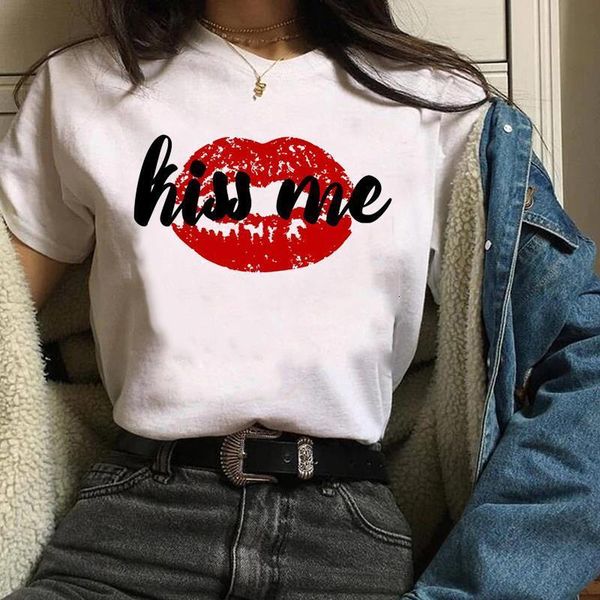 

women graphic cartoon lip lover love casual 90s trend ladies print clothes lady tees female t shirt womens t-shirt, White