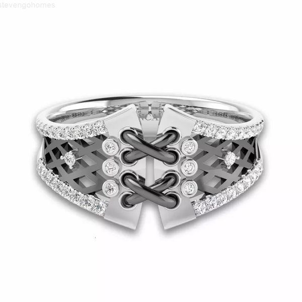 

ring silver plated zircon crystal hollow out gemstone fashion european women gift jewelry, Golden;silver