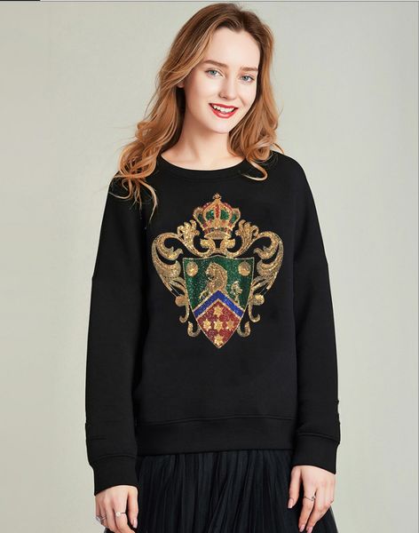 

female hoodies sweatshirts of large size women diamond long sleeve casual with women's hood sweaters clothes cto7, Black