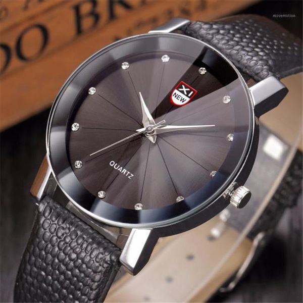 

2020 geometric new fashion ladies watches leather band quartz wrist watches women clock casual rhinestone female clock1, Slivery;brown