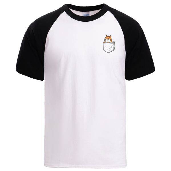 

pocket dog print for spring summer short sleeve male workout casual cartoon print raglan tee sport hooded sweatshirt hoodie men t shirt