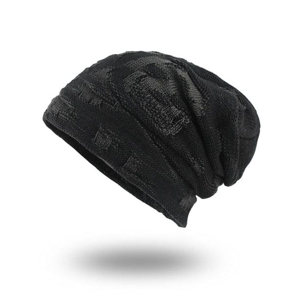 

flb] кость мужская зимняя шапка вязаные хлопковые шапочки мужчины мужские хип-хоп каппурбанские кепки черепости balaclava hats для женщин g, Black;white