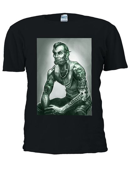 

мода лето стиль abraham lincoln татуировки мышечная art новизна мужчины мужская топ футболка tee рубашки спорта с капюшоном толстовка толсто