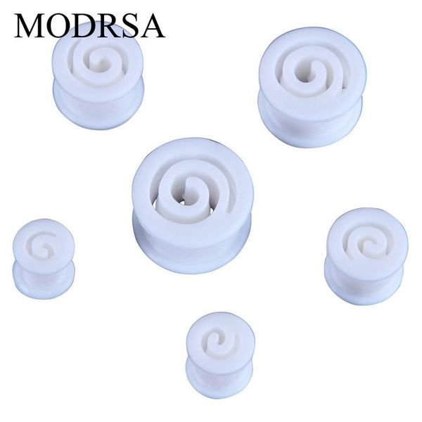 

modrsa 1pair soft round sile flesh gauge 6-16mm spiral ear plugs tunnel body piercing oreja jewelry ear stretchers expander q sqcliu, Silver