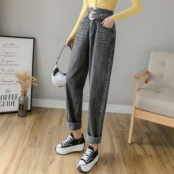

fashion women's jeans 2020 autumn and winter new high-waist straight-leg casual all-match denim trousers old pants, Blue