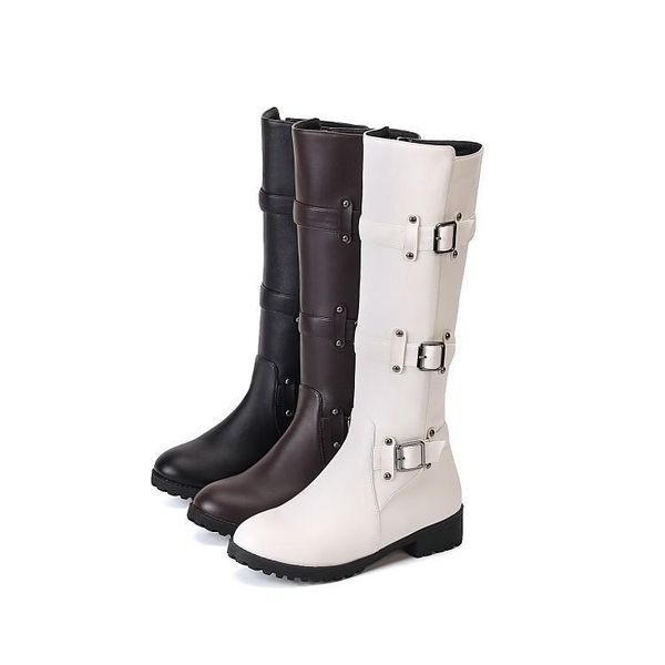 

padded boots round toe winter shoes for women thigh high heels high boots-women cotton lolita 2020 leather, Black