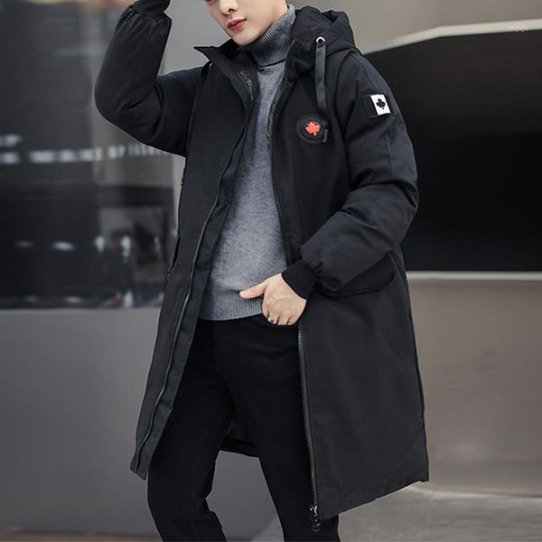 

large size -5xl 2019 winter new mens fashion boutique cotton thick warm black green casual long coat male slim hooded jacket1, Tan;black