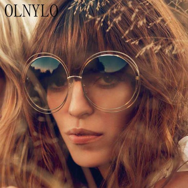 

sunglasses women round oversized frame fashion lady sun glasses brown gradient lens retro Ã³culos de sol uv400, White;black