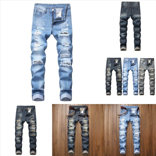 

c6iut new high streetwear skinny denim jeans black hole simple pants long zipper fashion personality male skinny super hip-hop jeans man