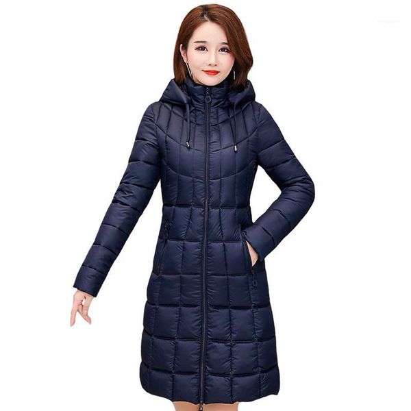 

women's winter jackets hooded 2020 new casual cotton long coat for women thick solid slim plus size woman parkas female outwear1, Black