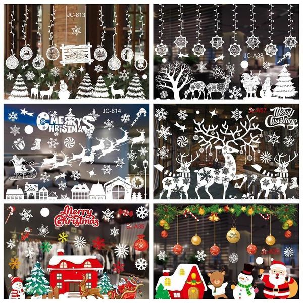 

newfor merry stickers santa elk wall sticker christmas home door window display decor happy new year 2021
