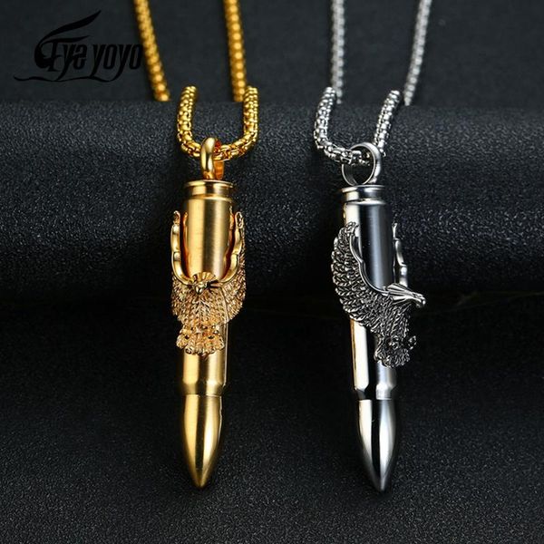 

eyeyoyo style men's trend stainless steel eagle pendant rock style necklace, Silver