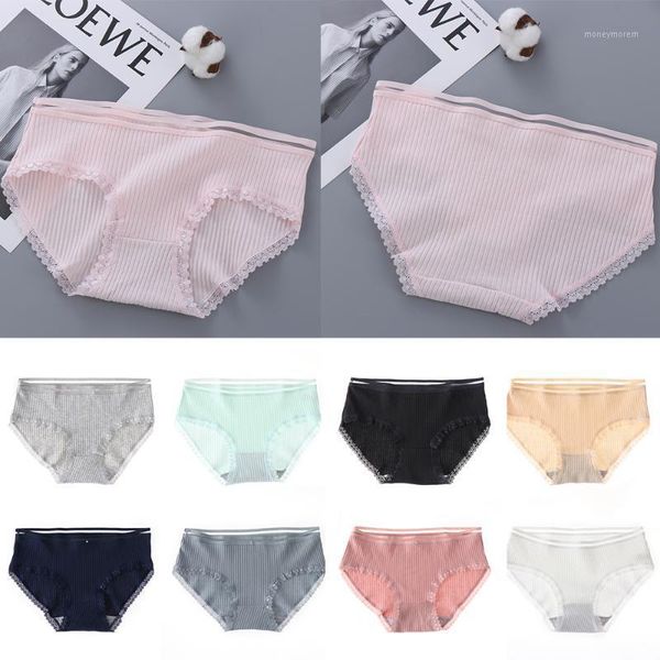 

women's panties solid color women's cotton underpants lace soft breathable briefs 2021 fashion ladies intimates comfortable1, Black;pink