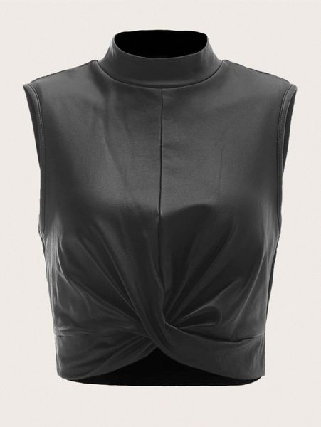

mock neck twist front tank n4wh#, White