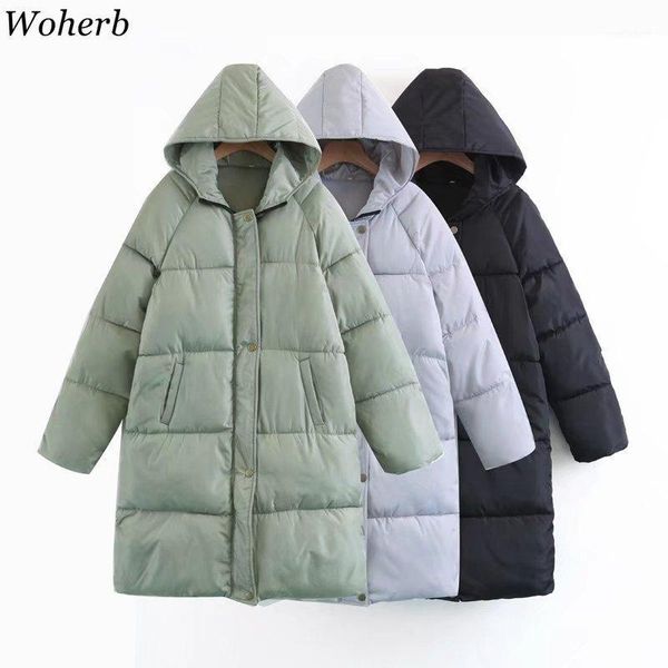 

woherb winter down cotton jacket korean loose parkas women padded coats 2019 female wadded jackets ladies casual long coat 233631, Tan;black