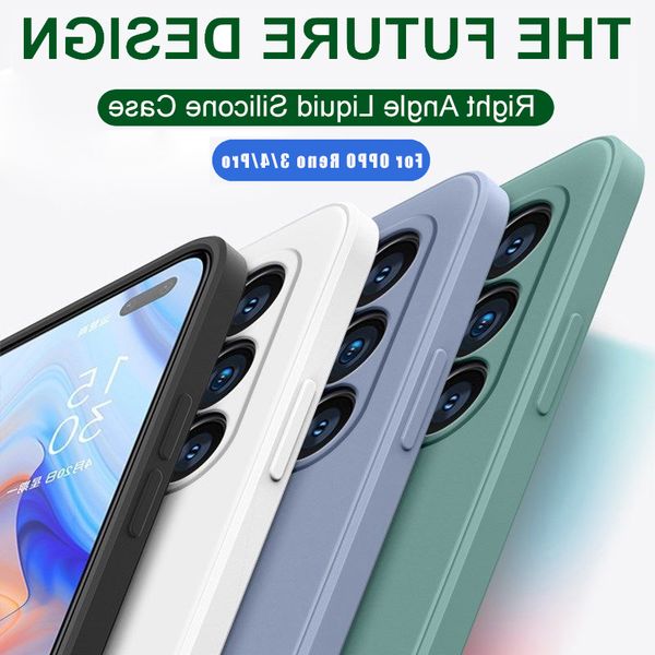 

жидкий силиконовый чехол для oppo 3 reno 4 pro защитная luxury square край soft solid color противоударный cover