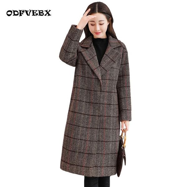 

winter women coat thicken medium long section of high-end fashion loose new plaid woolen jacket tide odfvebx hy56, Black