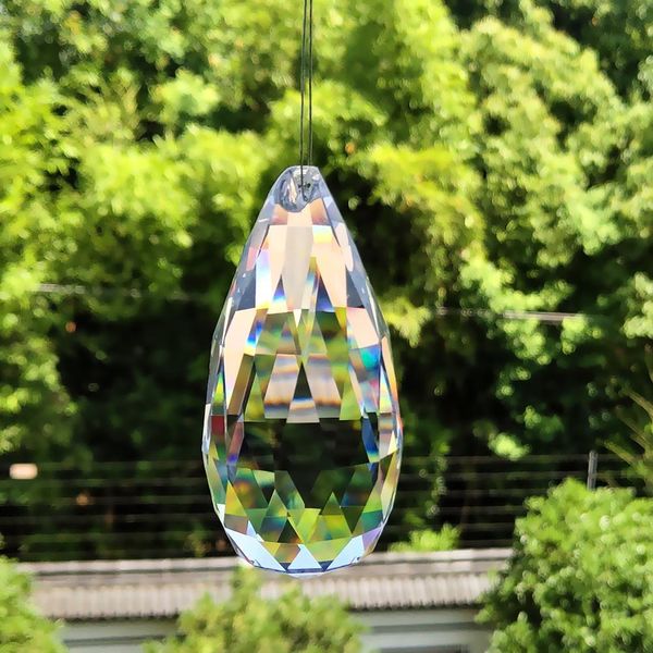 

89mm clear drops crystal prisms suncatcher chandelier crystals pendant diy hanging ornament home decoration lighting accessories h bbychf