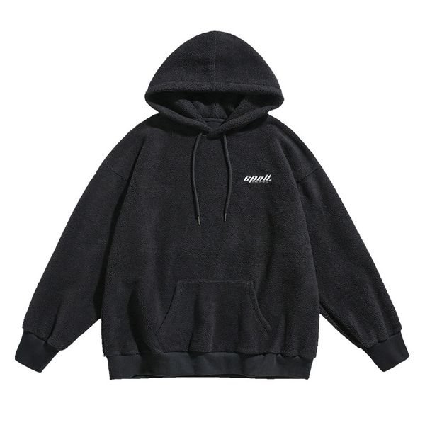 

2021 new tag your heavy weight label oversize polar streetwear velo men's hoodies sherpa lined with hoodie z4rd, Black
