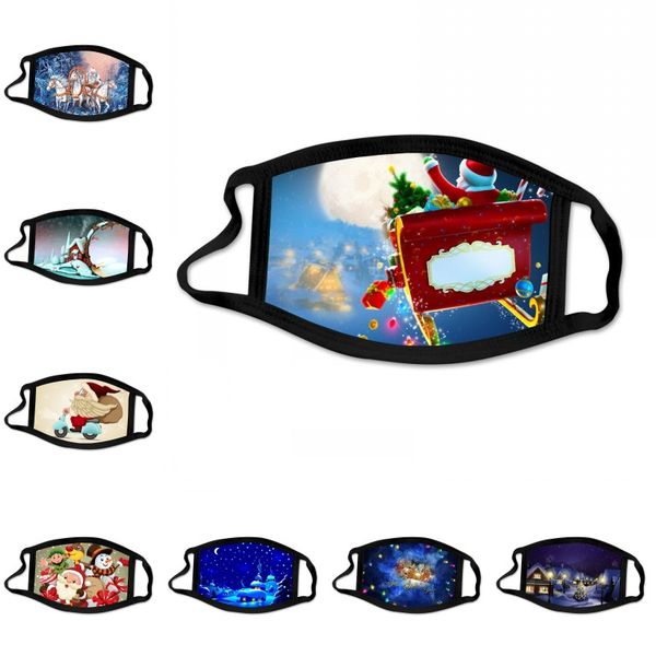 

dhl shipping 2021 christmas design masks cartoon print mouth mask dustproof protective face cover winter warm masks kimter-x836fz, Black