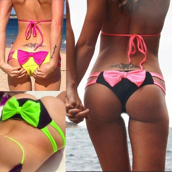 

summer women swimsuit bow bikini bottom cute swimwear brand biquini bikinis beach suit women usa swim bottoms, White;black