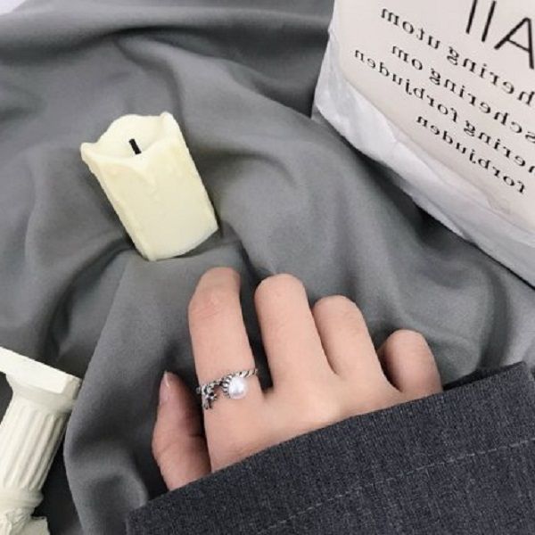 

2021 personality retro pearl twist cross ring s925 sterling silver ring trend female silver ring korean jewelry