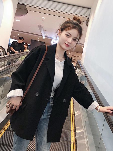 

2021 women black blazers and jackets work office lady suit slim single button female blazer coat high quality, White;black