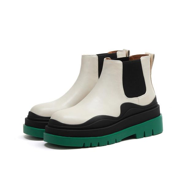 

boots female women shoes 2021 autumn british elastic band round toe flat platform ankle, Black