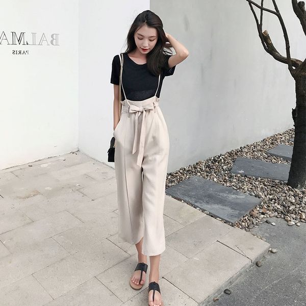 

две части иностранных стиль чистый красный пояс женская мода нового сказочного игривой широкую ногу летом 2019 костюм брюки suitwide брюки н, Gray